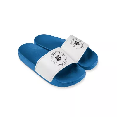 Badelatschen individuell bedruckbar mit eigenem Design Royalblau/Weiß